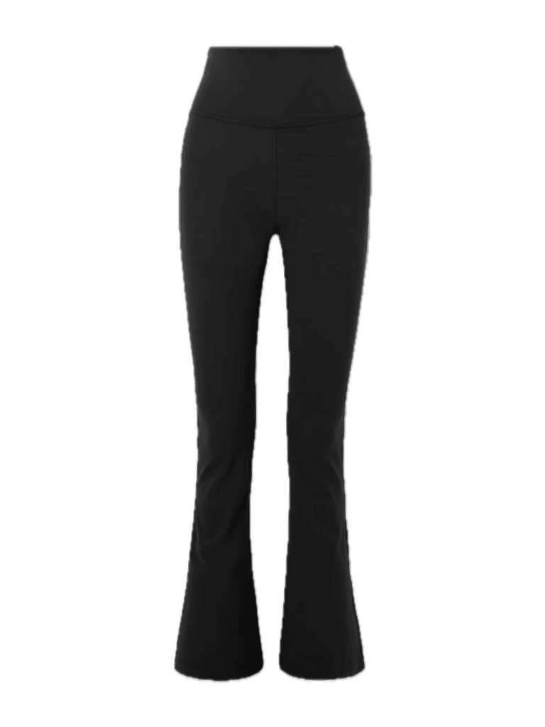 Svart Lululemon groove Nulu yoga-bukse på hvit bakgrunn.